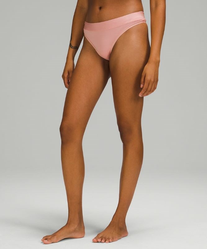 Lululemon Underwear Sales Online Shopping - Pink Puff Womens UnderEase Mid- Rise Thong Underwear